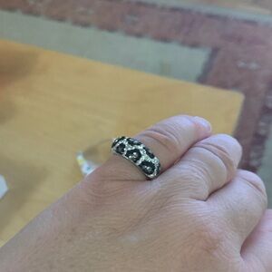 Reptile-Themed Black and Silver Ring
